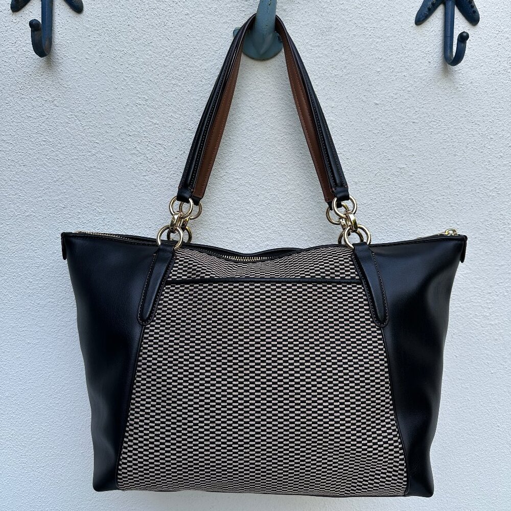 Coach/ Legacy Jacquard AVA Tote Bag F57246/ Black Leather w Gold Hardware/ NWOT - Picture 2 of 16